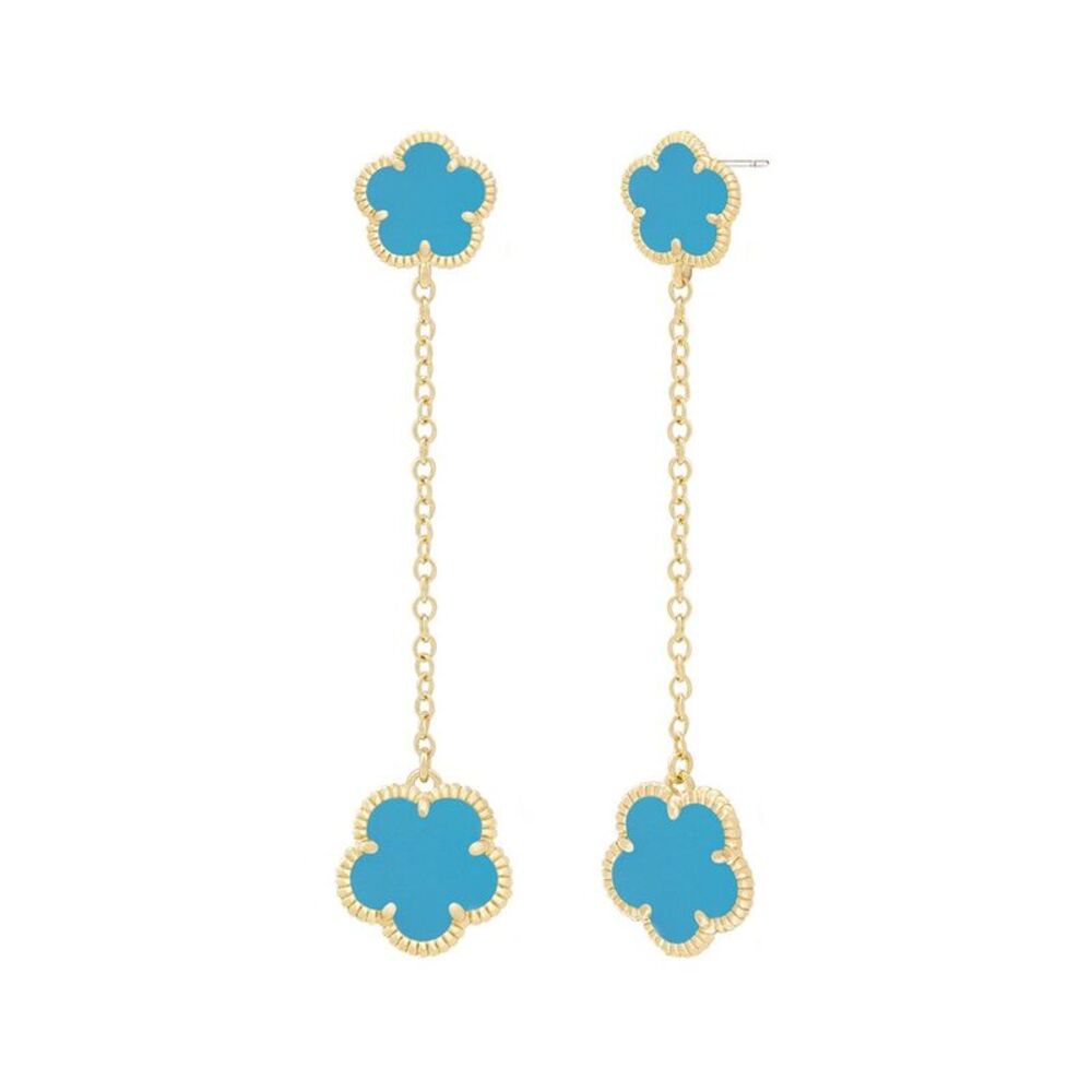 Jankuo Flower 14K Plated Synthetic Turquoise Post Earrings